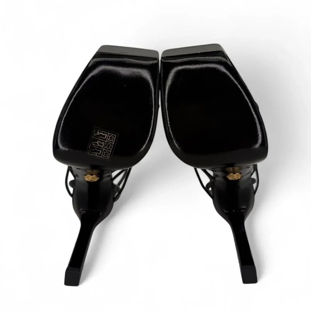 VERSACE Greca Maze Black Medusa Medallion Platform Sandals Size EU39.5